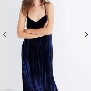 madewell Crushed Velvet Slip Dress (h2280)